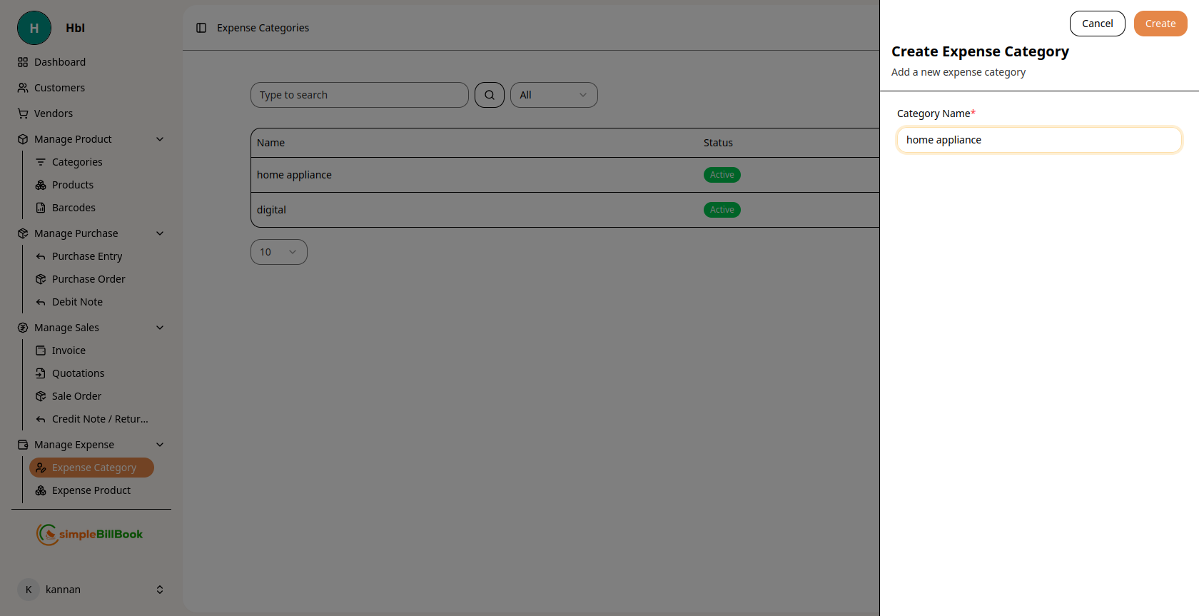 Create Expense Category Form