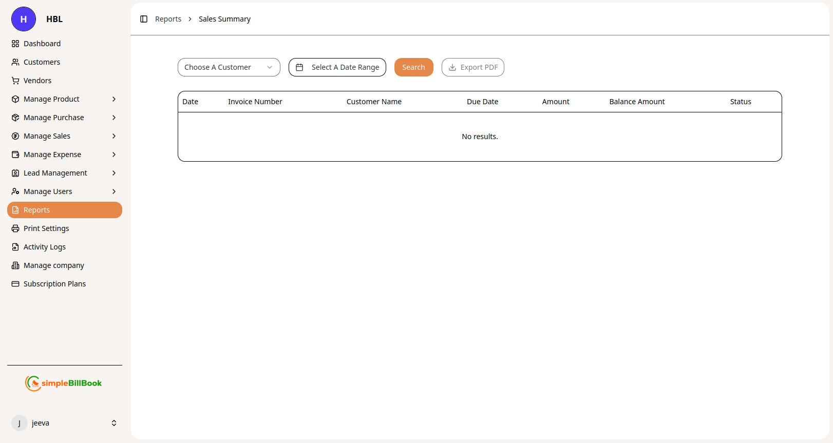Sales Summary Report