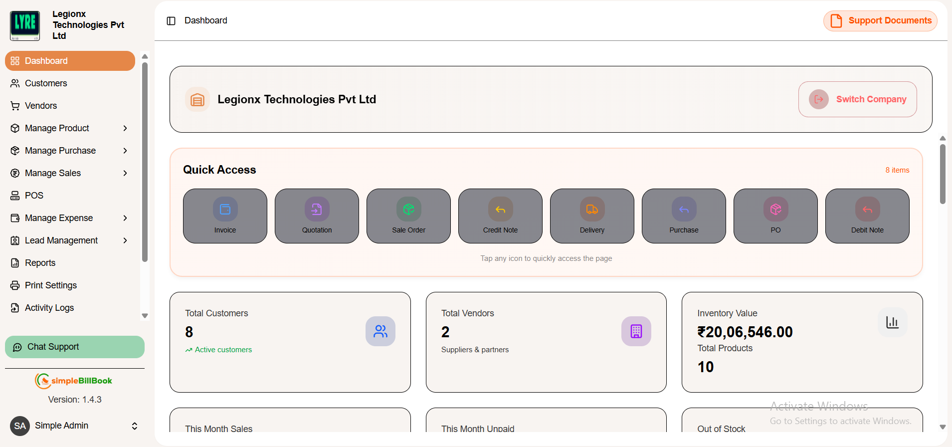 Dashboard Main View