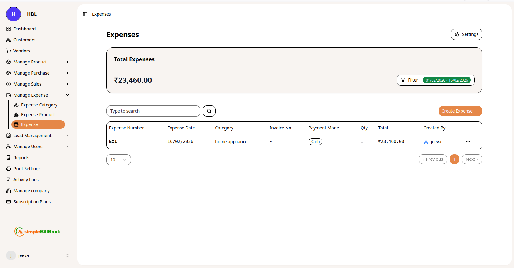 செலவுகள் பட்டியல்