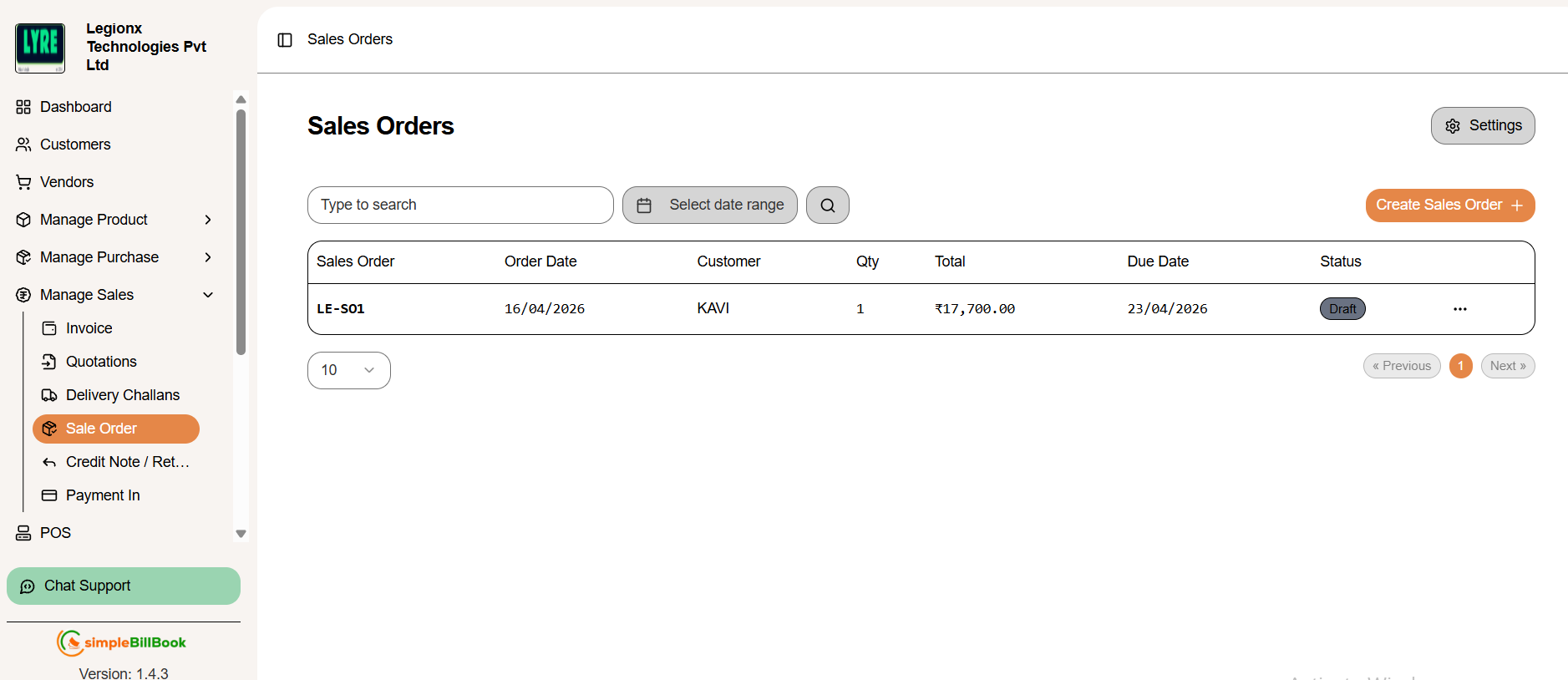 Sales Orders List